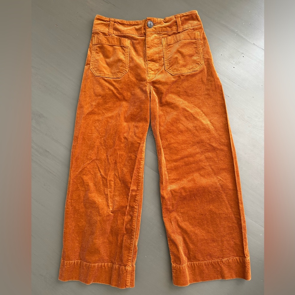 Maeve by Anthropologie “The Colette” Orange Brown Corduroy Wide Leg Pants - Picture 2 of 7
